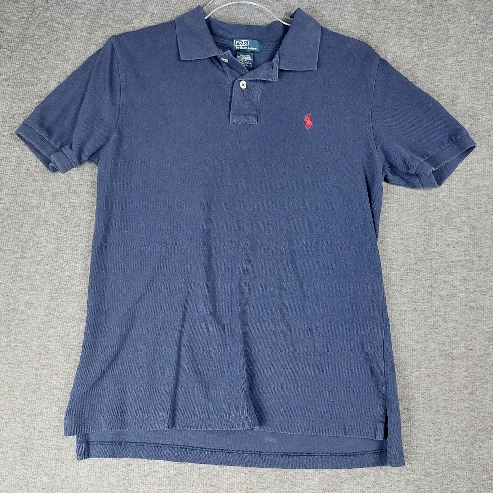 POLO BY RALPH LAUREN BOYS NAVY BLUE SHORT SLEEVE PREPPY POLO SHIRT SIZE LARGE